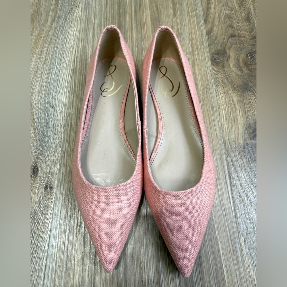 Sam Edelman Pink Linen Pointed-Toe Flats Size 7.5